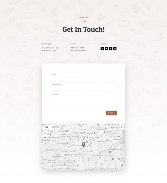 Bakery Contact Page Style 1