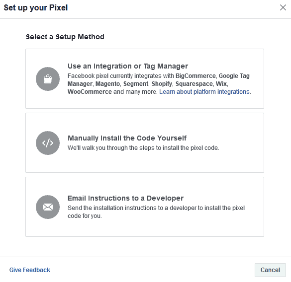 Click Setup Your Pixel