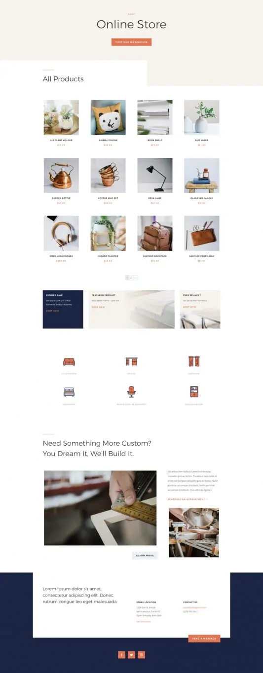 Furniture Store Shop Page Style