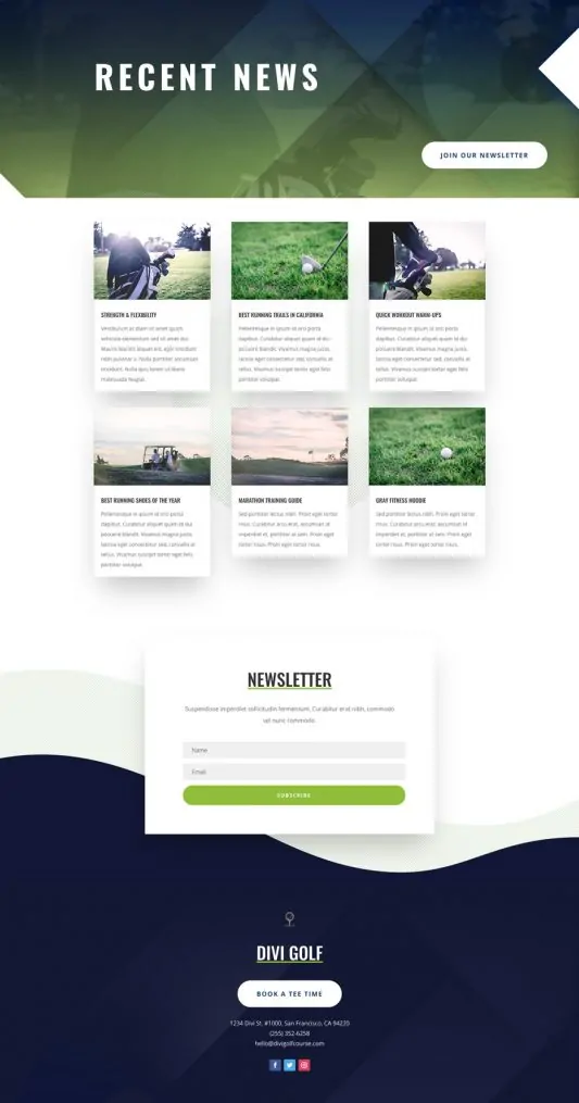 Golf Course Web Design 2