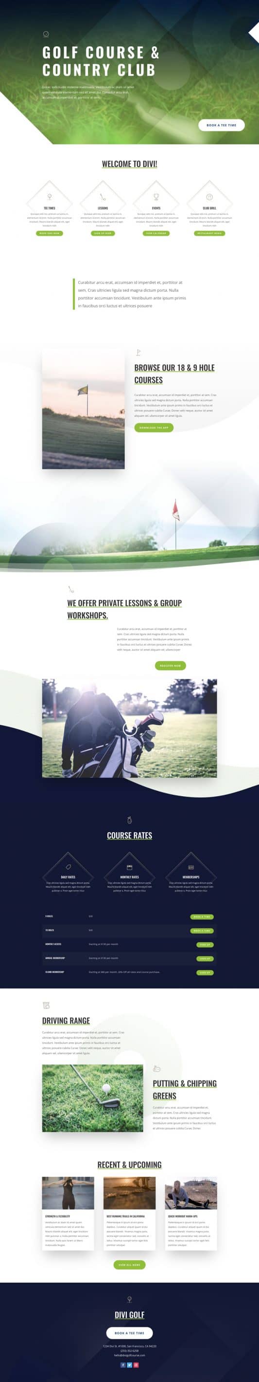 Golf Course Landing Page Style 1
