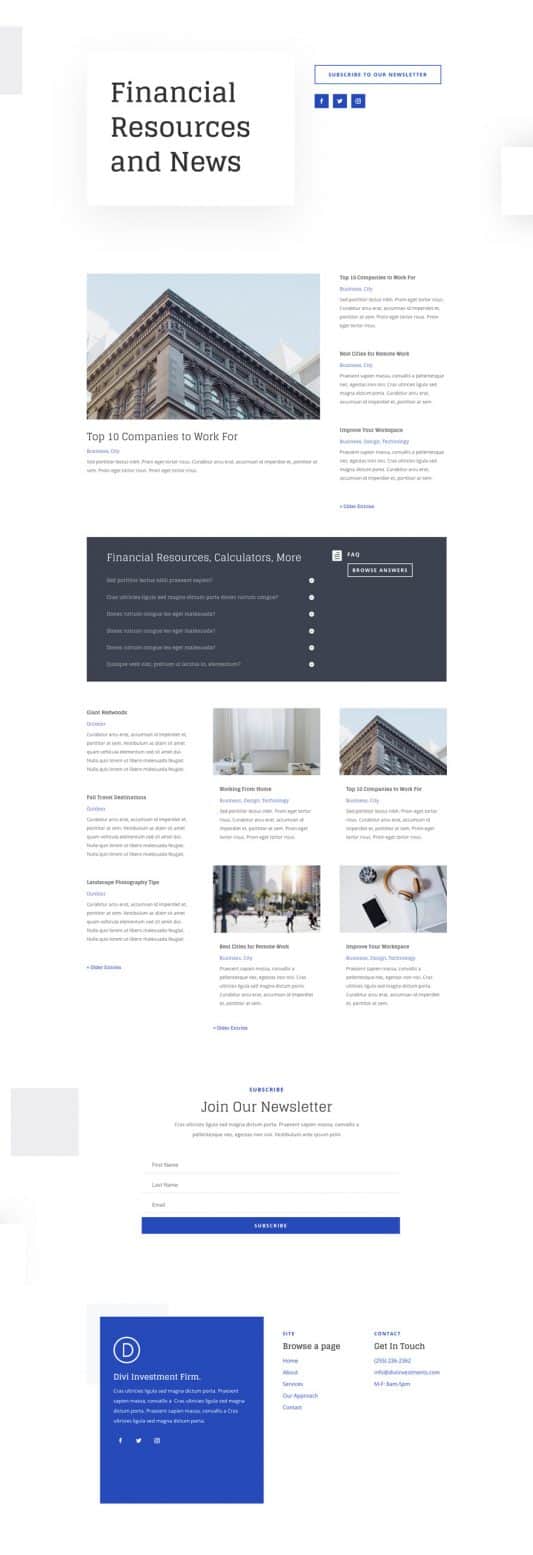 Investment Company Web Design 2