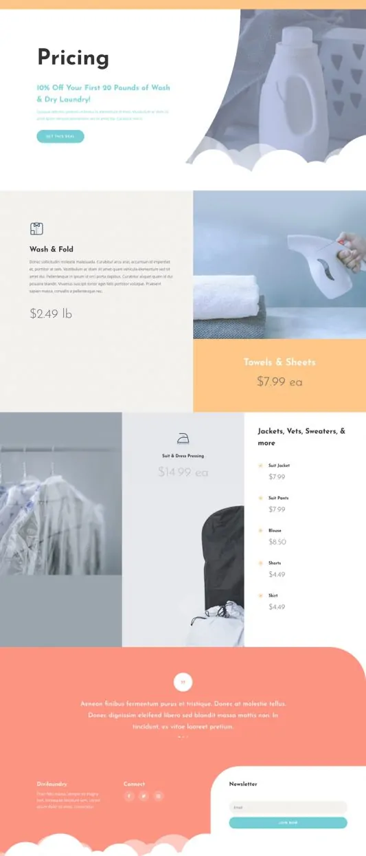 Laundry Service Pricing Page Style 1