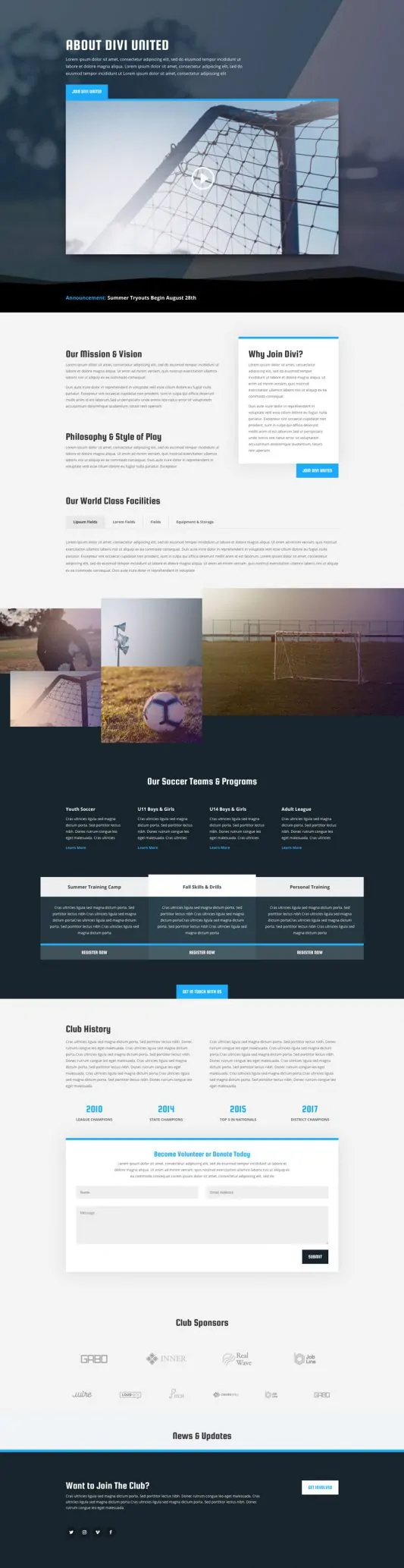 Soccer Club Web Design 1