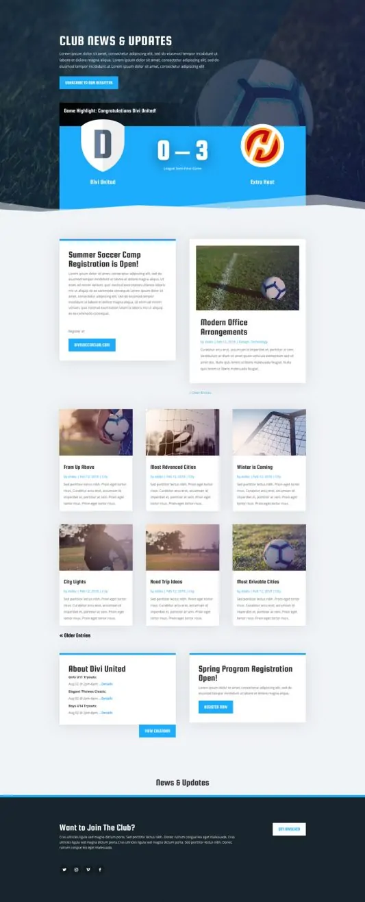 Soccer Club Web Design 2