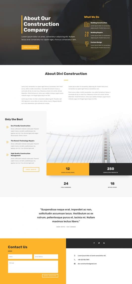 Construction Company Web Design 1