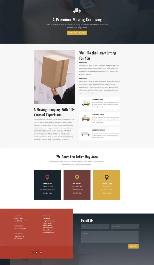 Moving Company Web Design 1