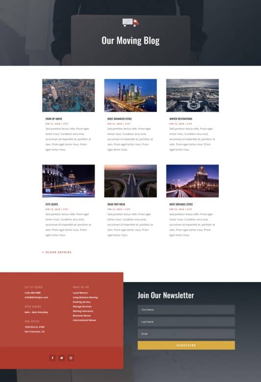 Moving Company Web Design 2
