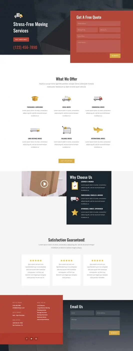 Moving Company Web Design 4