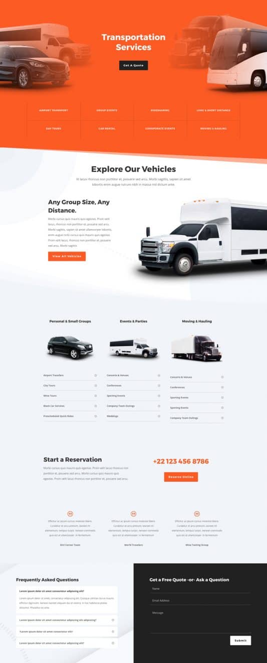Transportation Services Web Design 3