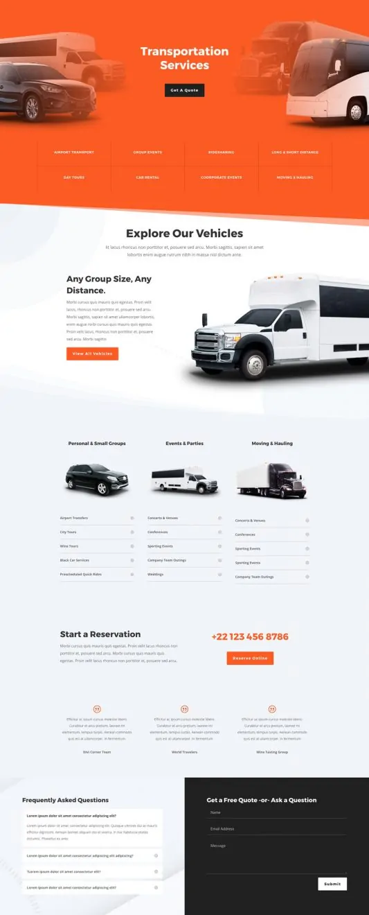 Transportation Services Web Design 3
