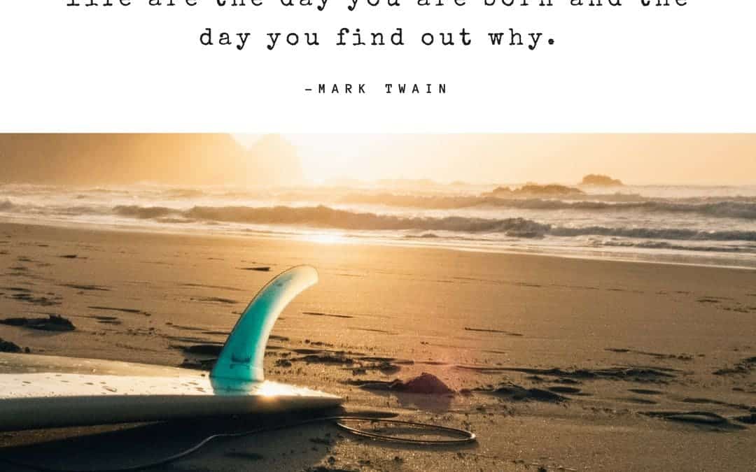 The two most important days in your life are the day you are born and the day you find out why. –Mark Twain
