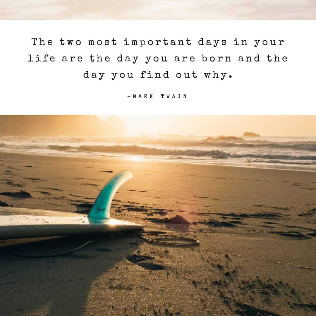The two most important days in your life are the day you are born and the day you find out why. –Mark Twain