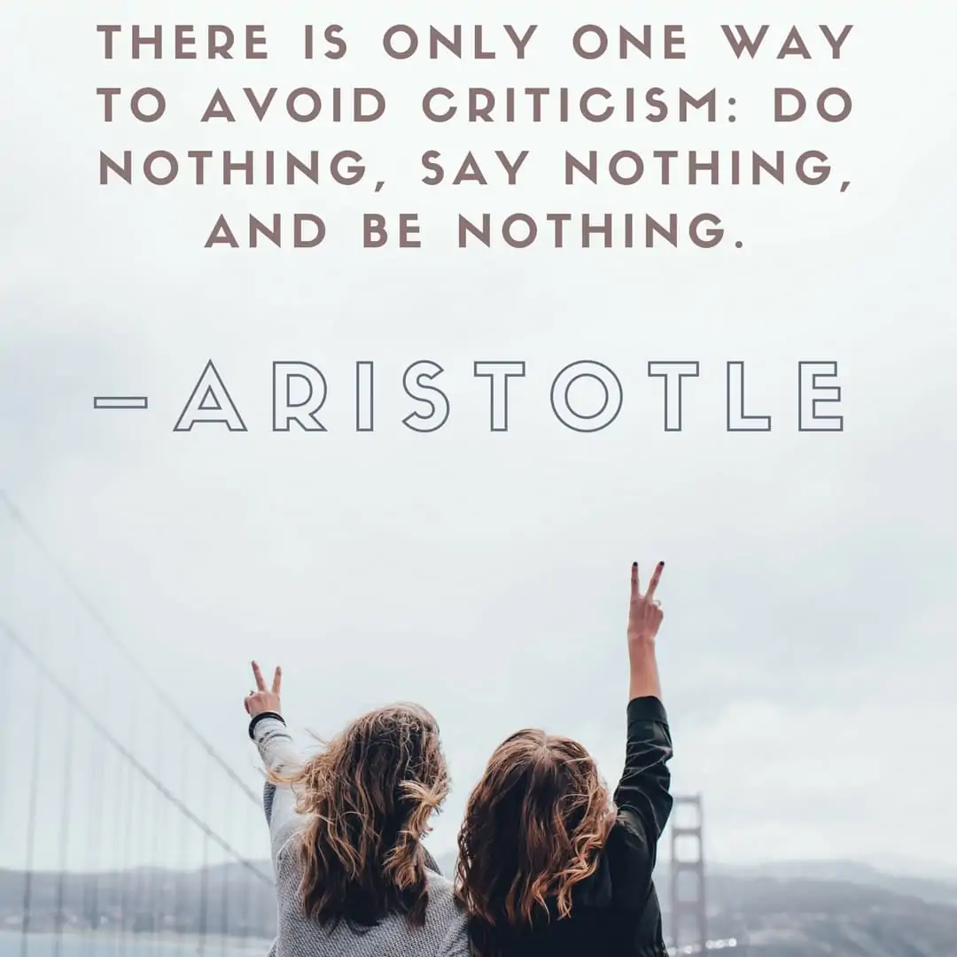 There is only one way to avoid criticism_ do nothing, say nothing, and be nothing. –Aristotle